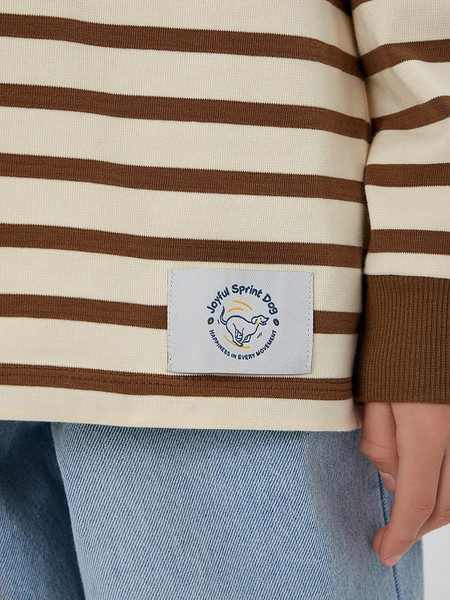 Изображение товара Лонгслив детский Mark Formelle 123434/1 (р.128-64, молочно-коричневая полоска)