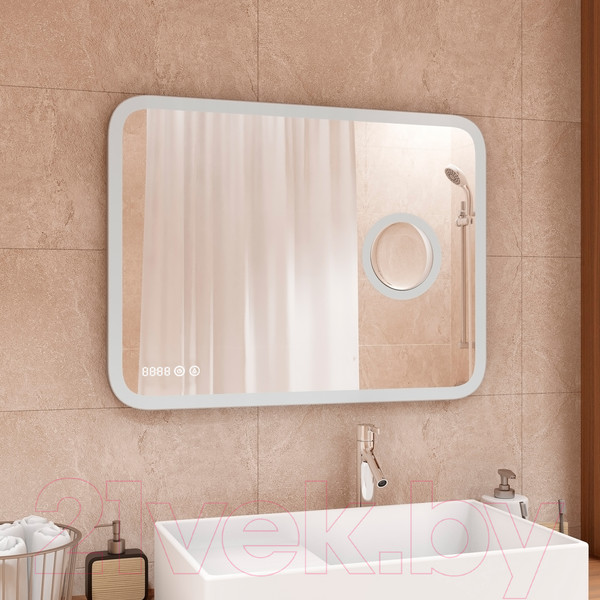 Изображение товара Зеркало Континент Bliss Led 80x60 (с увеличительным зеркалом и часами)