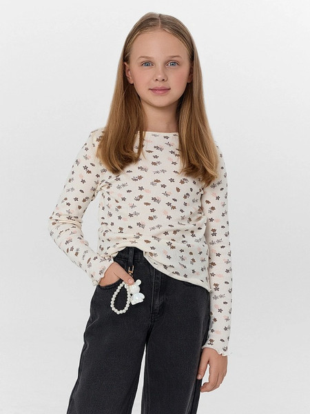 Изображение товара Лонгслив детский Mark Formelle 127885 (р.128-64, цветочки на молочном)