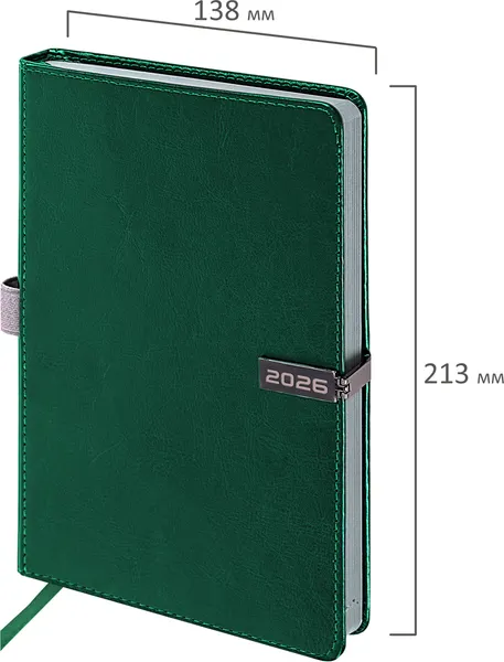 Изображение товара Ежедневник Brauberg 2026 / 117477 (темно-зеленый)