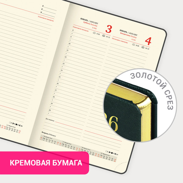 Изображение товара Ежедневник Brauberg 2026 / 117058 (темно-зеленый)