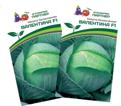 Изображение товара Набор семян Агрофирма Партнер Капуста белокочанная позднеспелая Валентина F1 (2шт)