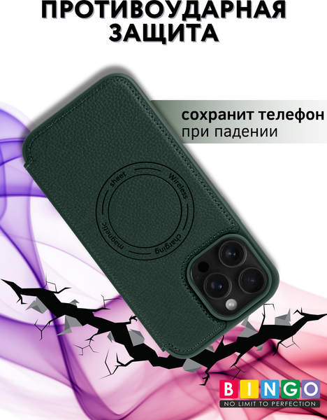 Изображение товара Чехол-книжка Bingo Flip Style для Apple iPhone 16 Pro (зеленый)