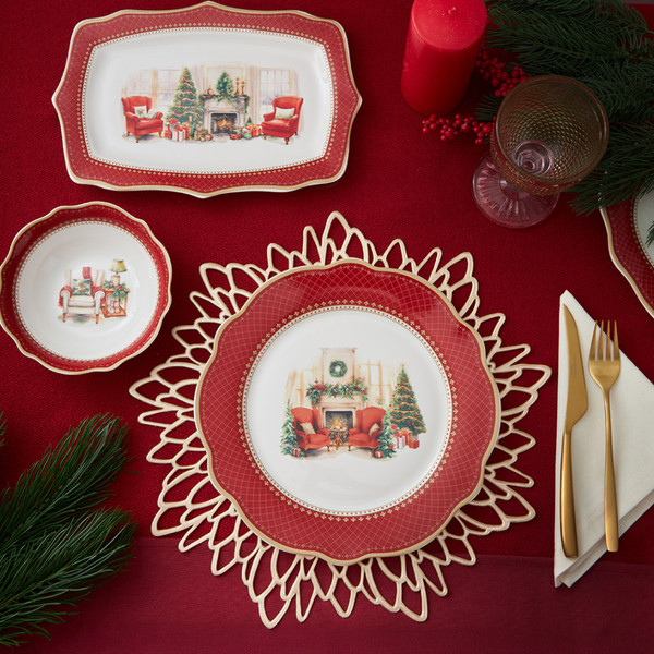 Изображение товара Тарелка столовая обеденная Fissman Christmas Eve / 16026 (красный)