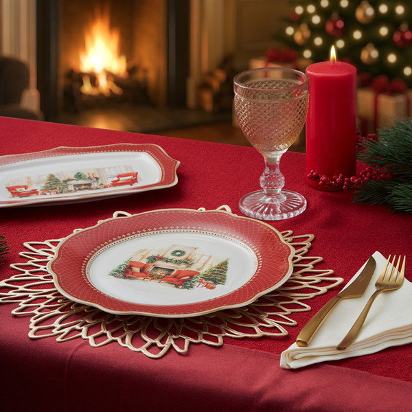 Изображение товара Тарелка столовая обеденная Fissman Christmas Eve / 16026 (красный)