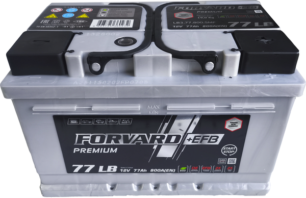 Изображение товара Автомобильный аккумулятор FORVARD EFB Premium 800A LB3 низкий 12V77 AH/L3B / FEPLB3.77.800.SMF (77 А/ч)