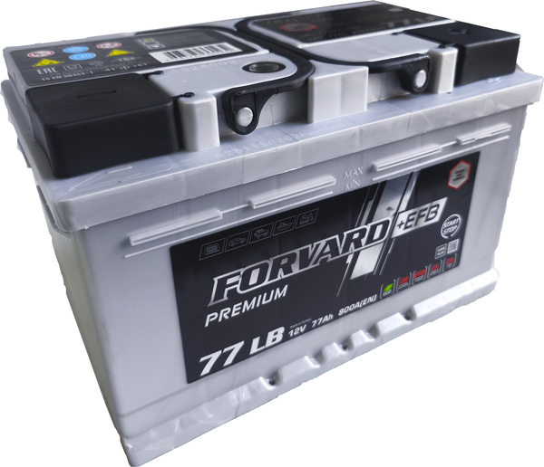 Автомобильный аккумулятор FORVARD EFB Premium 800A LB3 низкий 12V77 AH/L3B / FEPLB3.77.800.SMF (77 А/ч)