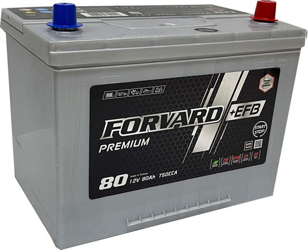 Изображение товара Автомобильный аккумулятор FORVARD EFB Premium Asia750A D26 борт 12V80 / FEAD26.80.750.SMF (80 А/ч)