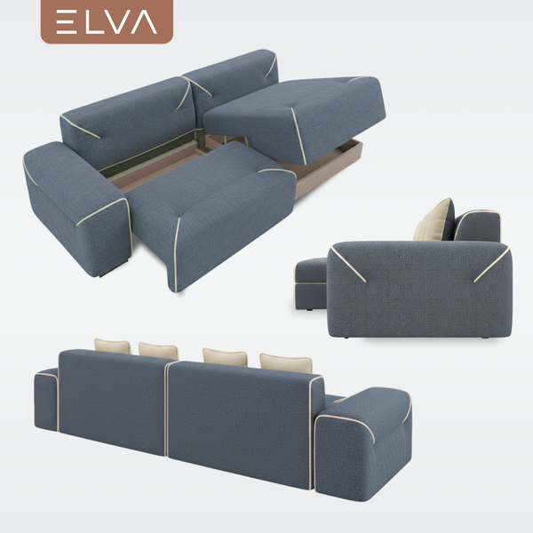 Изображение товара Диван угловой ELVA Порту А4Л-Т2С-К8П правый (Клэр 08/02)