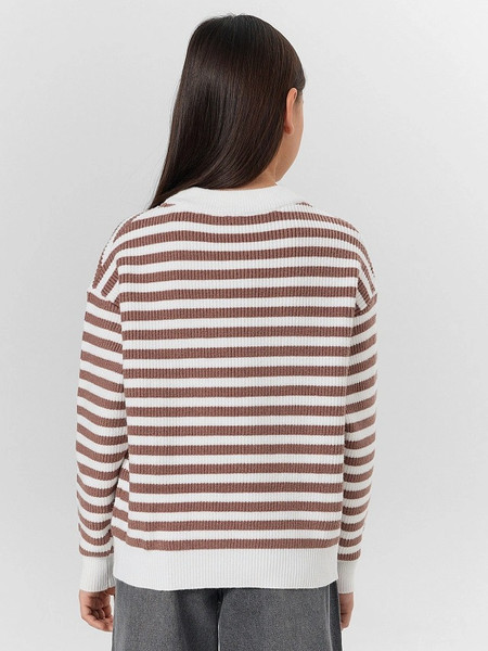 Изображение товара Джемпер детский Mark Formelle 127967 (р.128-64, брауни полоска на сливочном)