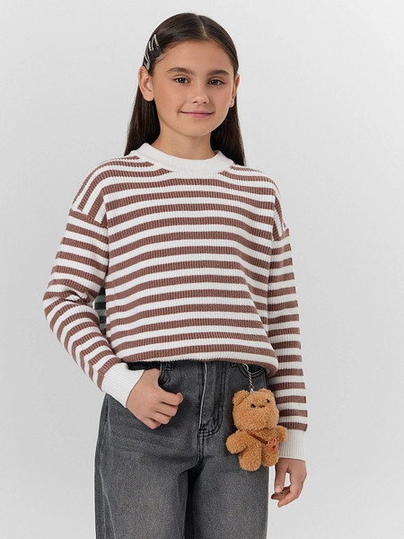 Изображение товара Джемпер детский Mark Formelle 127967 (р.134-68, брауни полоска на сливочном)