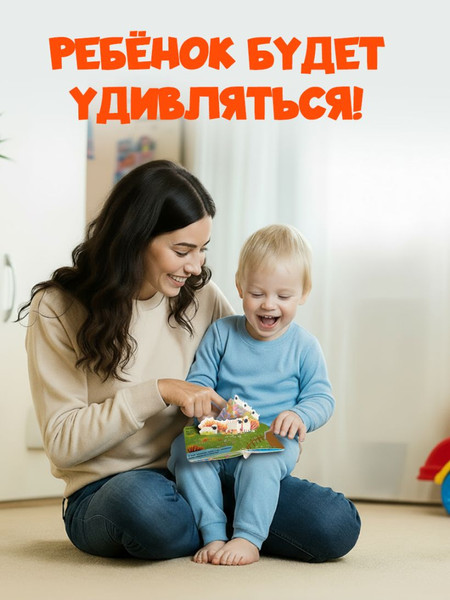 Изображение товара Книжка-панорамка Эксмо Книжка в ладошку. Веселые животные. Pop-Up панорамка