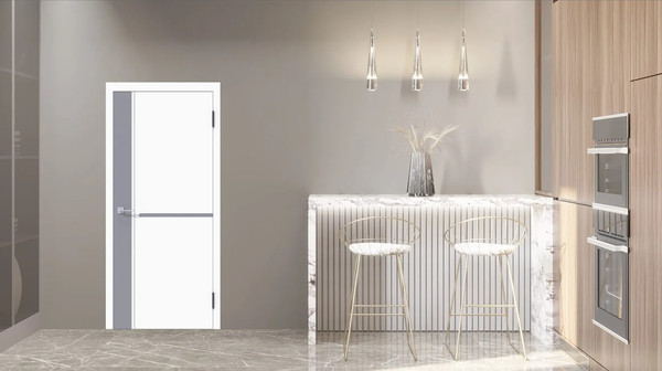 Изображение товара Дверь межкомнатная Geometrica DM 2 ДГ 80x200 ABS  (White/Grey/черный с 4-х сторон)