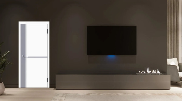Изображение товара Дверь межкомнатная Geometrica DM 2 ДГ 80x200 ABS  (White/Grey/черный с 4-х сторон)
