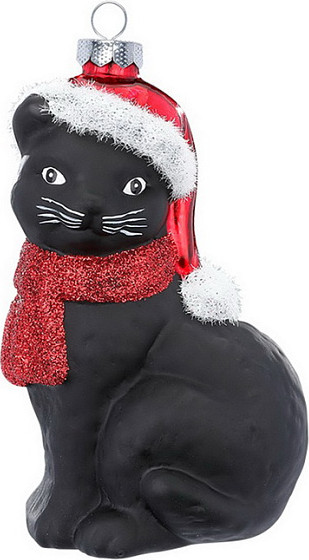Изображение товара Елочная игрушка Inge's Christmas Figural Glass Ornaments Черный кот / 64662H120