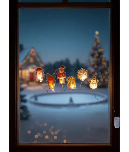 Изображение товара Наклейка на окно новогодняя Luazon Lighting Новогодние друзья Светодиодная / 10874078