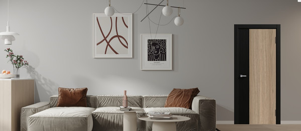 Изображение товара Дверь межкомнатная Geometrica PM 1 ДГ 80x200 ABS  (стронг черный/шампань/черный с 2-х сторон)