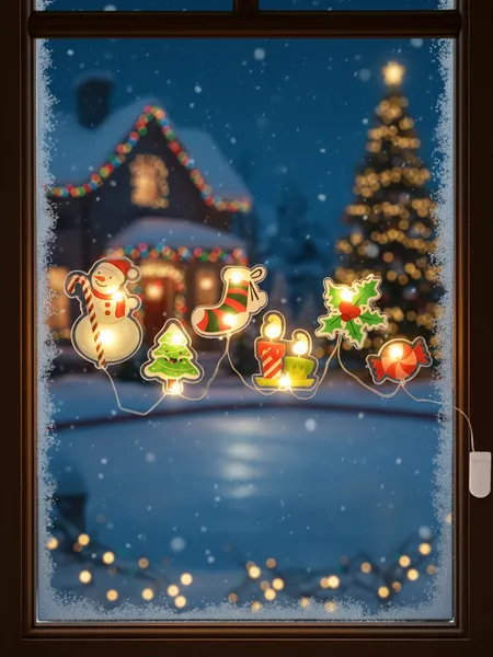 Изображение товара Наклейка на окно новогодняя Luazon Lighting Снеговичок Светодиодная / 10874074