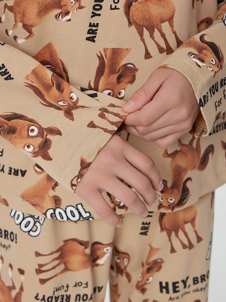 Изображение товара Пижама детская Mark Formelle 563323 (р.98-52-48, лошади на ирландском креме)