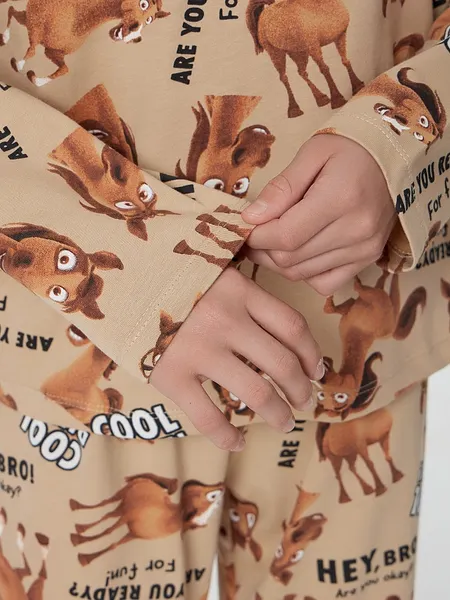 Изображение товара Пижама детская Mark Formelle 563323 (р.122-60-54, лошади на ирландском креме)