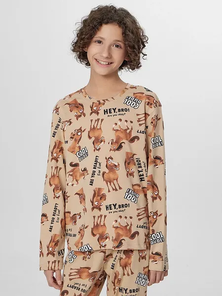 Изображение товара Пижама детская Mark Formelle 563323 (р.128-64-57, лошади на ирландском креме)