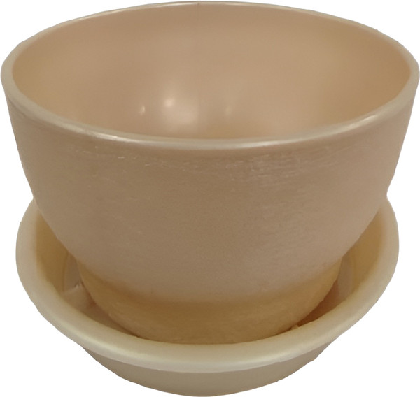 Изображение товара Вазон Радиан Фиалочка с поддоном (500мл, кремовый перламутр)