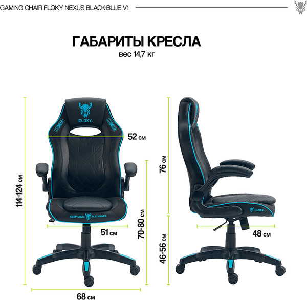 Изображение товара Кресло геймерское Floky Nexus (черный/синий V1)