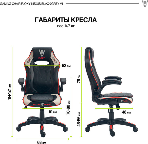 Изображение товара Кресло геймерское Floky Nexus (черный/серый V1)