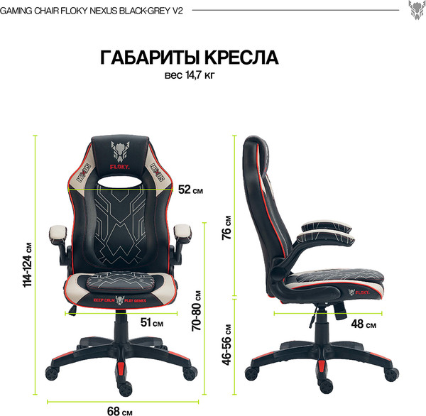 Изображение товара Кресло геймерское Floky Nexus (черный/серый V2)