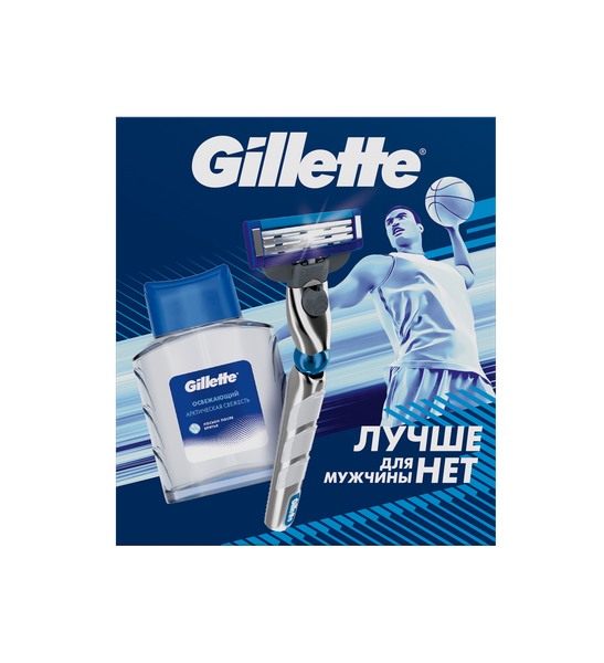 Изображение товара Набор для бритья Gillette Mach3 Turbo 3D Станок+1 кассета+Лосьон после бритья Arctic Ice (50мл)