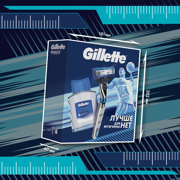 Изображение товара Набор для бритья Gillette Mach3 Turbo 3D Станок+1 кассета+Лосьон после бритья Arctic Ice (50мл)