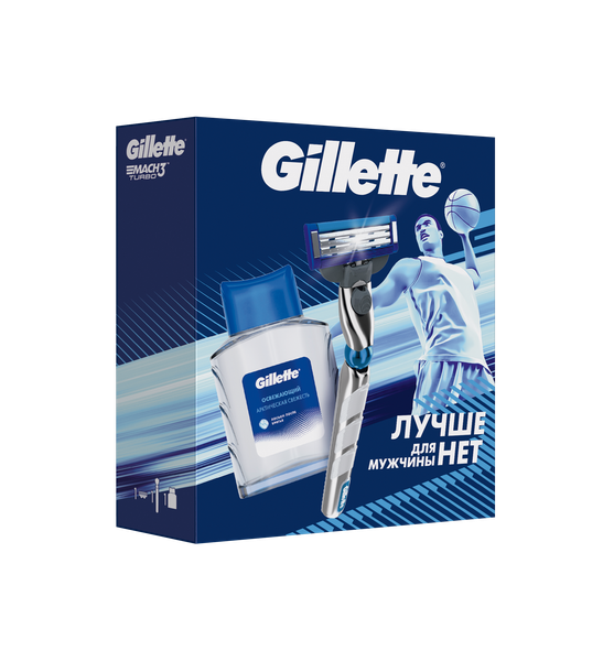 Изображение товара Набор для бритья Gillette Mach3 Turbo 3D Станок+1 кассета+Лосьон после бритья Arctic Ice (50мл)