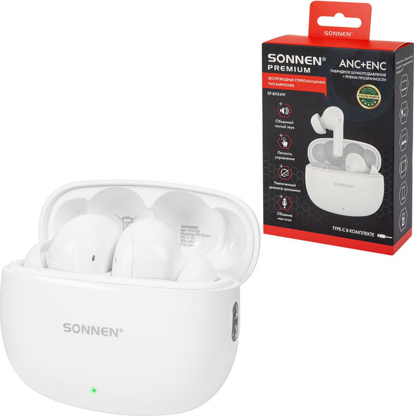 Изображение товара Беспроводные наушники Sonnen Premium EP-BH34W / 514124 (белый)