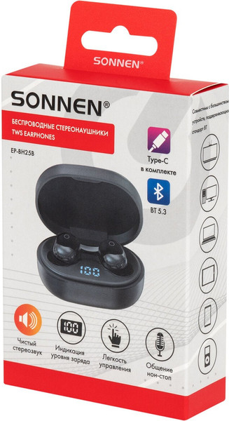 Изображение товара Беспроводные наушники Sonnen EP-BH25B / 514125 (черный)