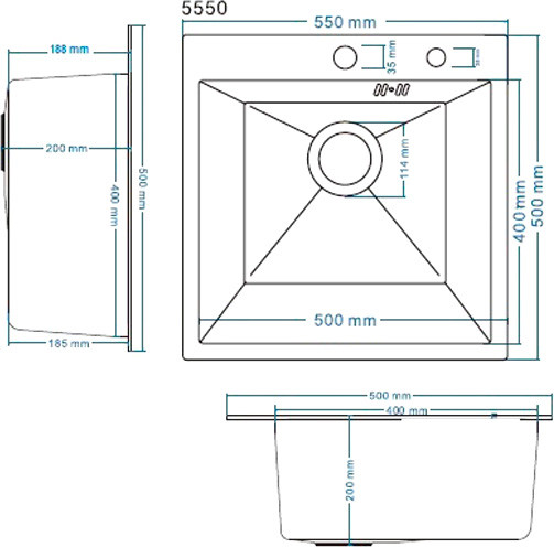 Изображение товара Мойка кухонная Schtoff Best Decor Silver 5550 KR-1 Grey SD-1 Grey (с коландером и дозатором)