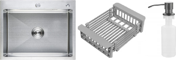 Изображение товара Мойка кухонная Schtoff Best Silver 6050 KR-1 Grey SD-1 Grey (с коландером и дозатором)