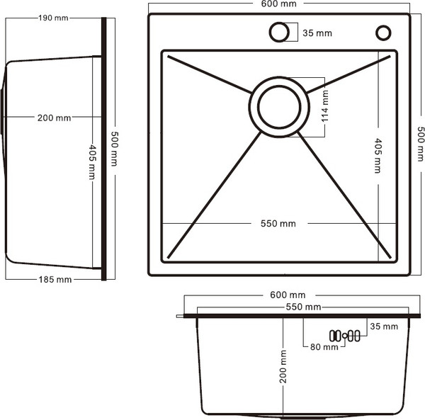 Изображение товара Мойка кухонная Schtoff Best Silver 6050 K-1 Black SD-1 Silver (с коландером и дозатором)