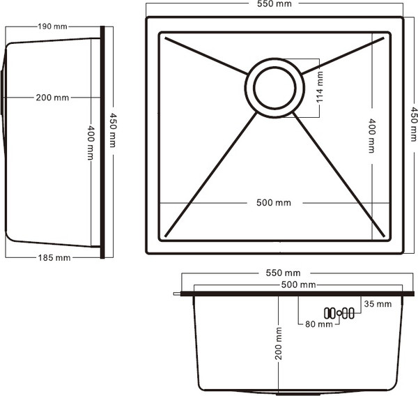 Изображение товара Мойка кухонная Schtoff Undermount Best Decor Black 5545 KR-1 Black SD-1 Black (с коландером и дозатором)