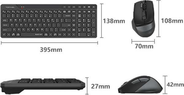 Изображение товара Комплект клавиатура и мышь A4Tech  Fstyler FB2800C Air2 (черный/серый)