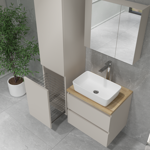 Изображение товара Шкаф-пенал для ванной Lauter Mia 40 с корзиной для белья (навесной, кашемир)