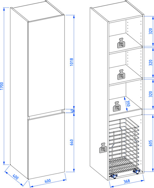 Изображение товара Шкаф-пенал для ванной Lauter Mia 40 с корзиной для белья (навесной, графит)