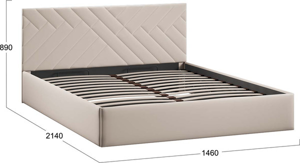 Изображение товара Полуторная кровать ТриЯ Кевия с ПМ 140x200 Тип 1 (велюр Confetti Cream)