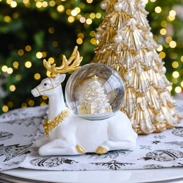 Изображение товара Снежный шар Fitz and Floyd The Carillon Олень и праздничная ель / 1023158