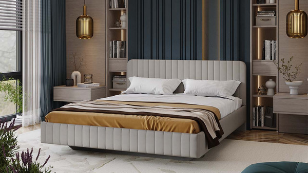 Изображение товара Двуспальная кровать ТриЯ Шелли 180x200 Тип 1 (велюр Confetti Smoke)