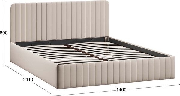 Изображение товара Полуторная кровать ТриЯ Шелли с ПМ 140x200 Тип 1 (велюр Confetti Cream)