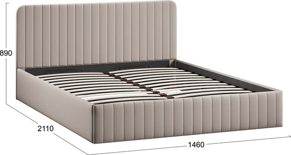 Изображение товара Полуторная кровать ТриЯ Шелли с ПМ 140x200 Тип 1  (велюр Confetti Smoke)