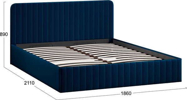 Изображение товара Двуспальная кровать ТриЯ Шелли с ПМ 180x200 Тип 1 (велюр Confetti Blue)