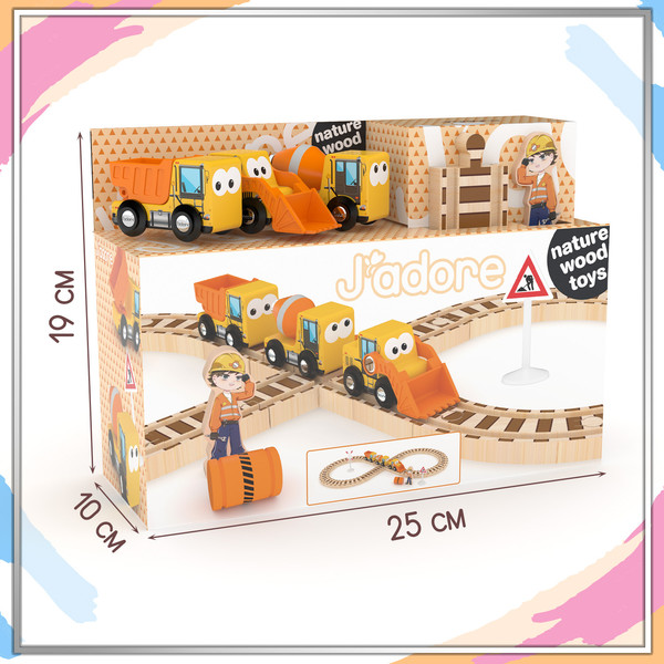 Изображение товара Железная дорога игрушечная Hape Jadore Стройка Спецтехника / 849458_HP
