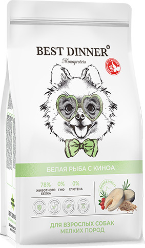 Изображение товара Сухой корм для собак Best Dinner Monoprotein Adult Mini Fish&Quinoa (400г)