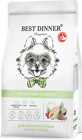 Изображение товара Сухой корм для собак Best Dinner Monoprotein Adult Mini Fish&Quinoa (400г)